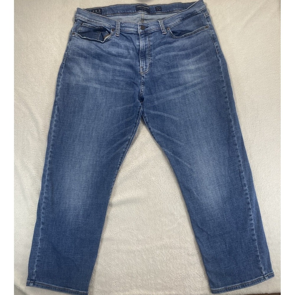 Lucky Brand 363 Vintage Straight Jeans Mens 40x30 (27" Meas) Blue Med Wash Denim